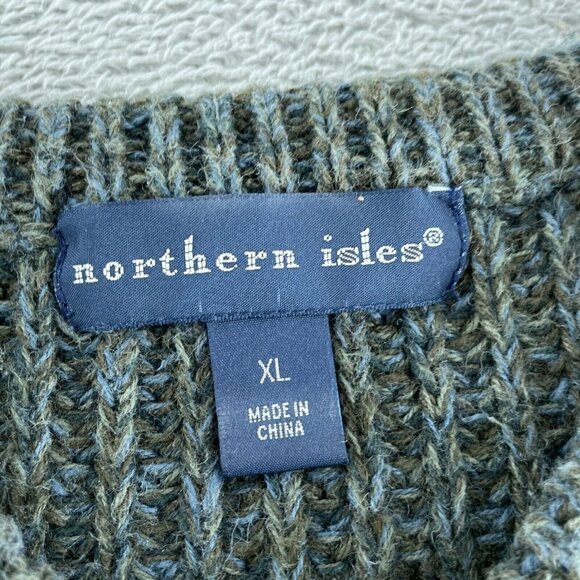 Northern Isles XL V-Neck Ribbed Knit Sweater Ramie & Cotton Blend 5812 - Picture 3 of 8